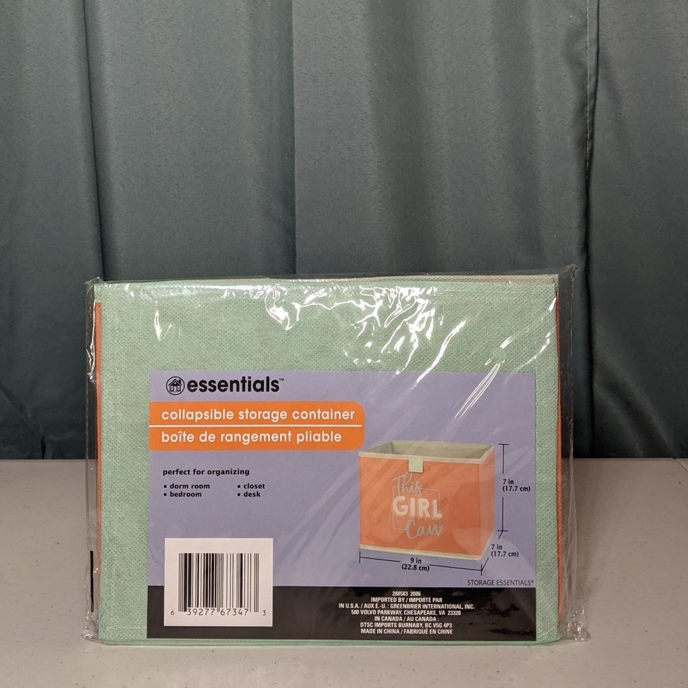 Green & Orange "This Girl Can" Collapsible Storage